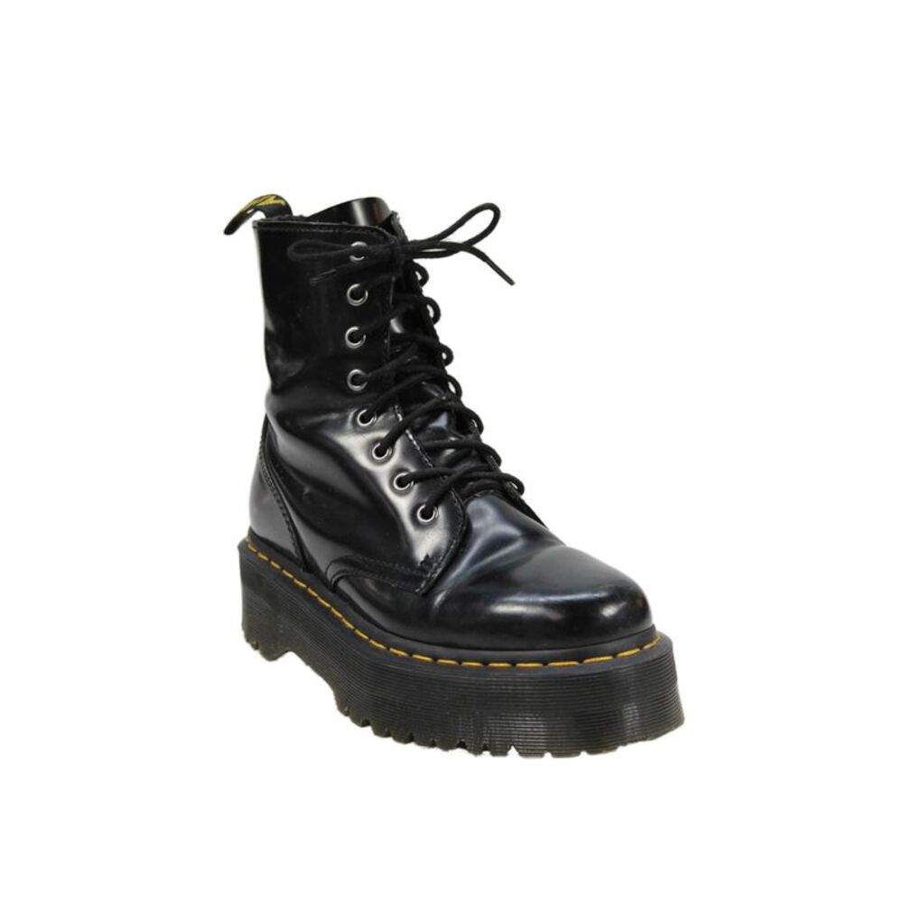 Dr. Martens Womens Side Zip Lace Up Platform Leather Combat Boots Black Size 6